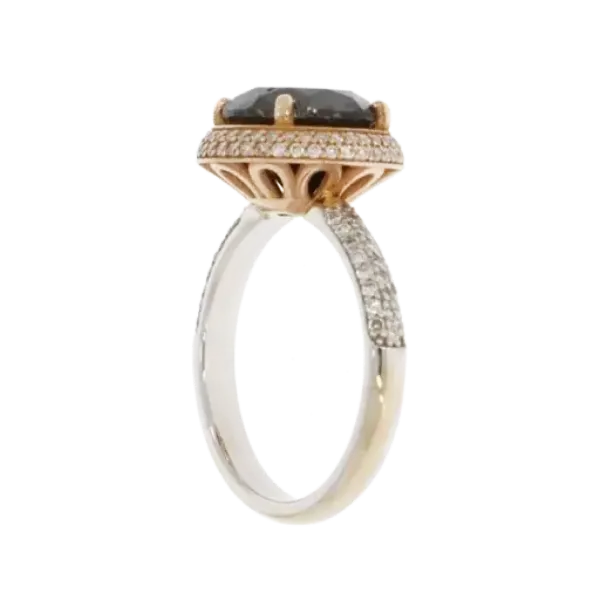 18k White Gold Ring Blue Topaz with Diamonds Copy