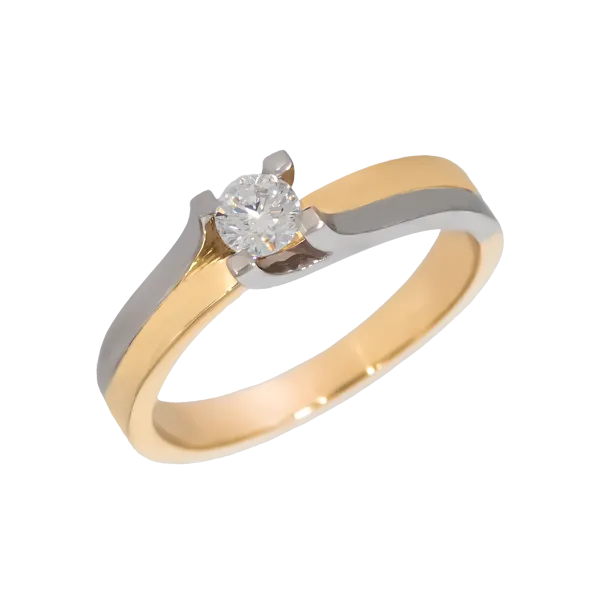 18K Two-Tone Solitaire Ring with Diamond