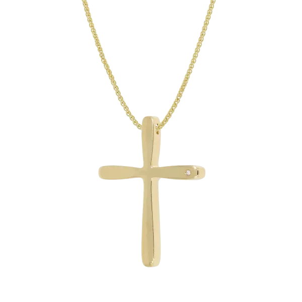 Unisex Gold Cross "Minimal Curves"
