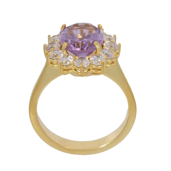 Gold Rosette Ring 14K with Colored Stone – 2 Options