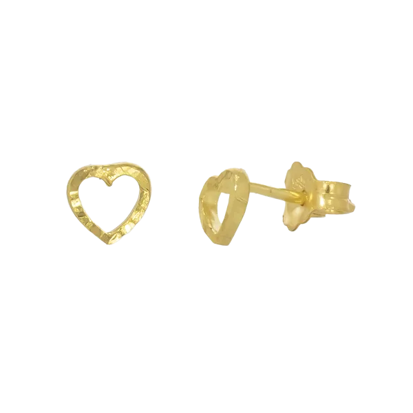 Gold Ear Studs Heart K14