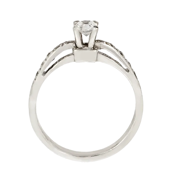  18K Gold Engagement Diamond Pave Ring