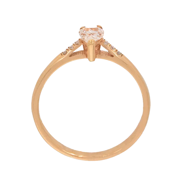 18K Rose Gold Ring with Diamonds and a Pear Cut Morganite Center Stone