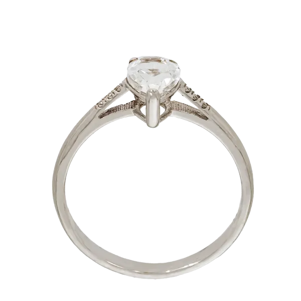 18K Gold Solitaire  Diamond Ring Pear Cut 