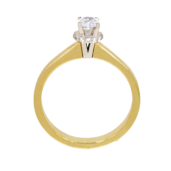 18K Two-Tone Solitaire Ring with Diamond