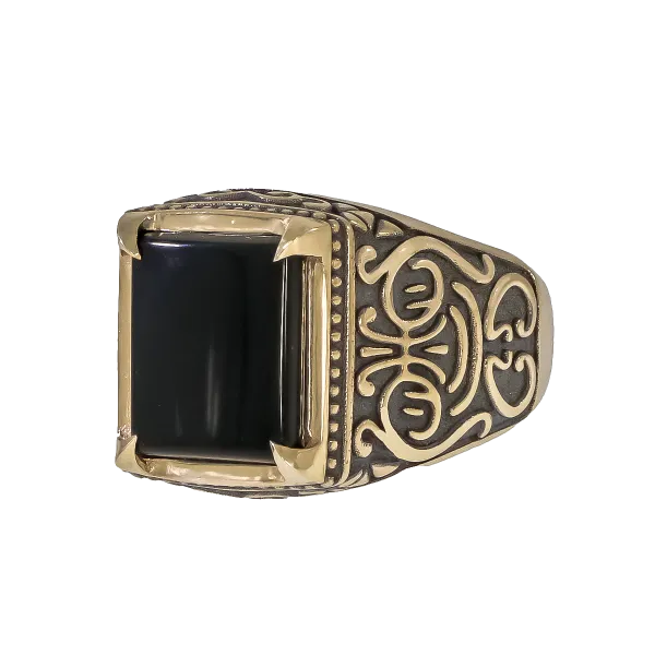 Men’s Gold Ring with Black Stone – 14K or 18K  Copy