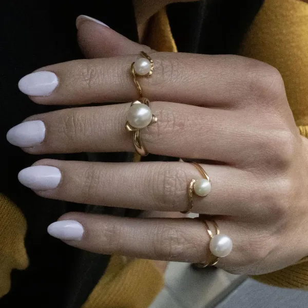 14K Yellow Gold Ring with Pearl