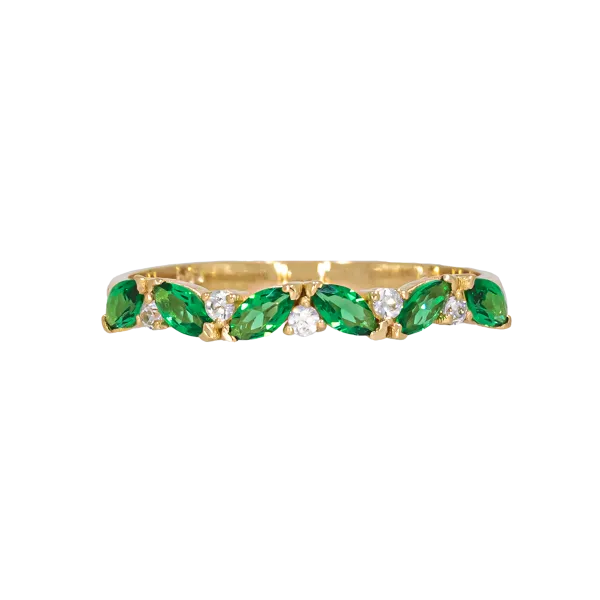 Δαχτυλίδι 14K με πράσινα marquise ζιρκόν