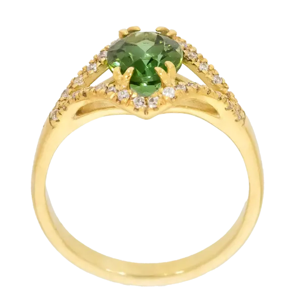 14K or 18K Gold Ring with Morganite or Tourmaline or Blue Topaz and Diamonds